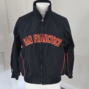 Majestic Black Windbreaker Jacket with Orange Embroidery